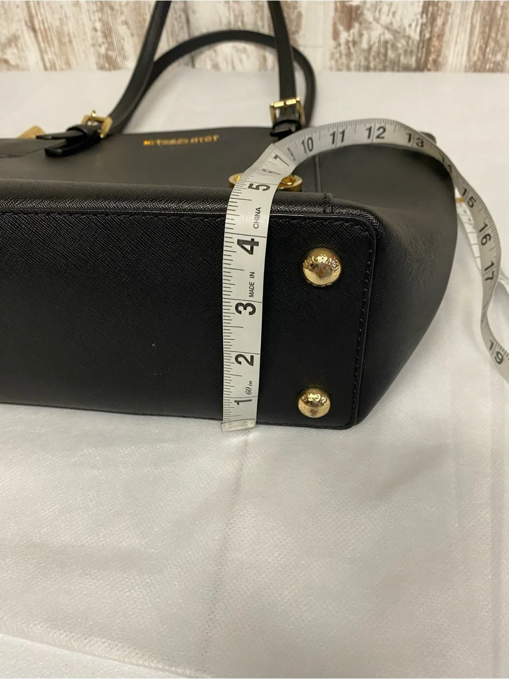 Michael Kors Black Saffiano Leather Tote with Gold Hardware